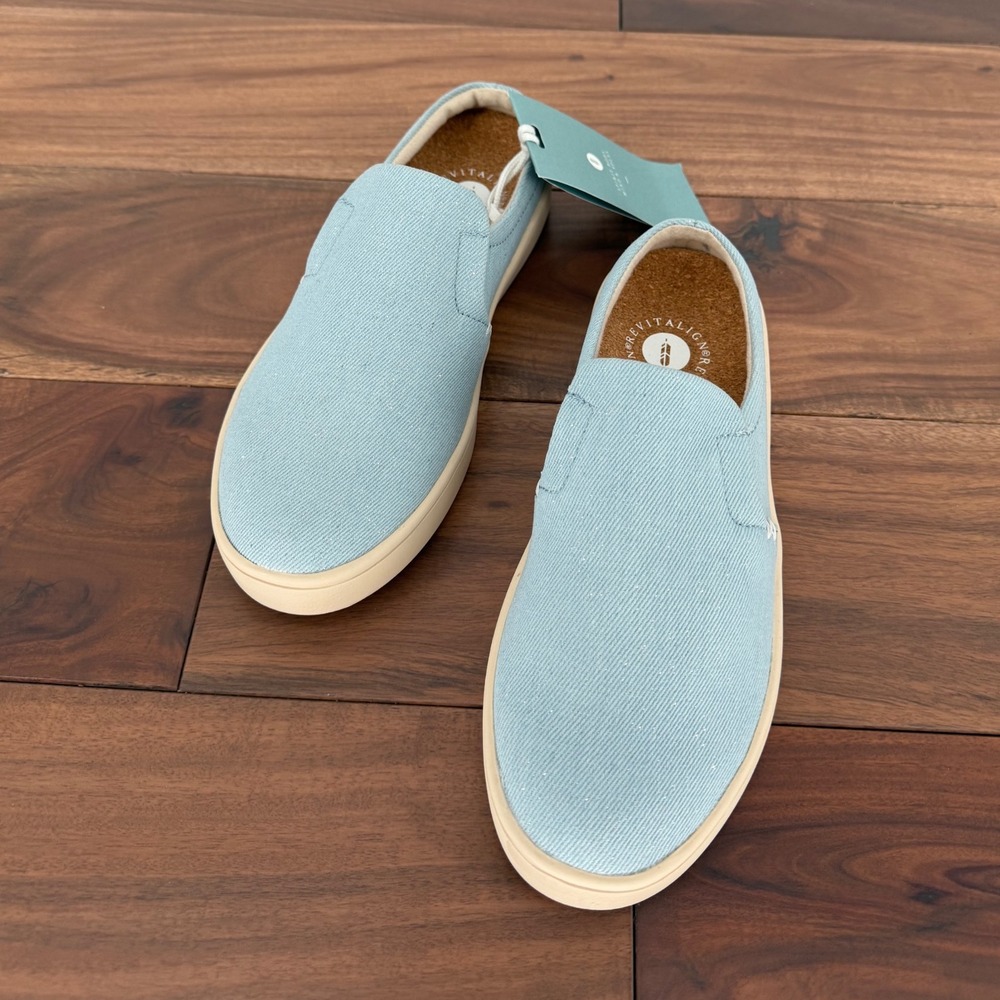 Waco Revitalign Women's‎ Slip On Casual Shoes Light Blue Canvas Comfort Size 5.5